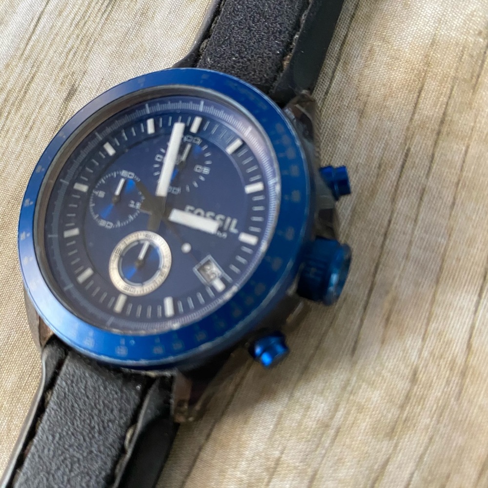 Black/Blue Men’s Fossil Watch 10 ATM
